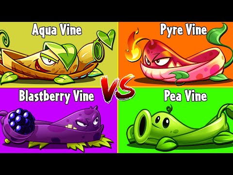 AQUA VINE vs PYRE VINE vs BLAST BERRY vs PEA VINE - Who Will Win? - PvZ 2 Plant vs Plant