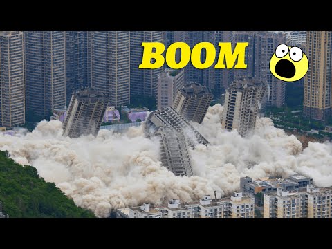 15 Unfinished Buildings Demolished in China in 45 Seconds explosion