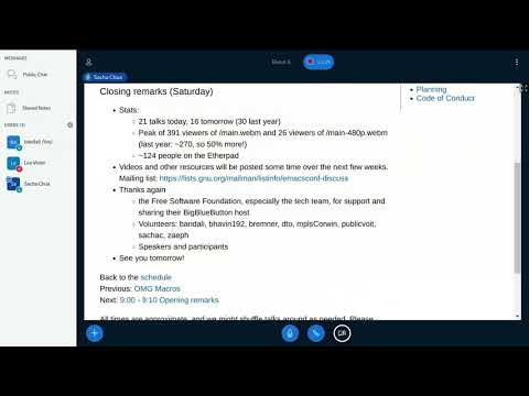 EmacsConf 2020 - 40 - Day 1 Closing remarks part 1