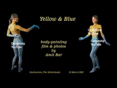 Art video: Yellow & Blue body-painting.  EDSA content