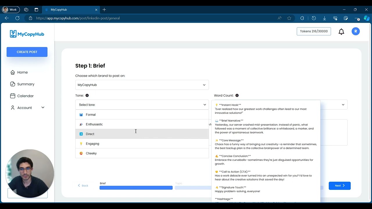 How to Create a LinkedIn Post with MyCopyHub