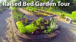 preview picture of video 'Raised Bed Garden Tour - Concrete Blocks and Railroad Tie Beds'