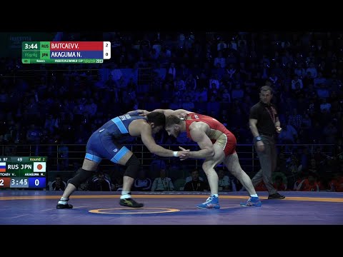 Round 2 FS - 97 kg: V. BAITCAEV (RUS) v. N. AKAGUMA (JPN)