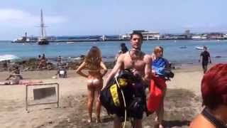 preview picture of video '17 Julio 2014 - Playa Los Cristianos - Limpieza de playa y mar'