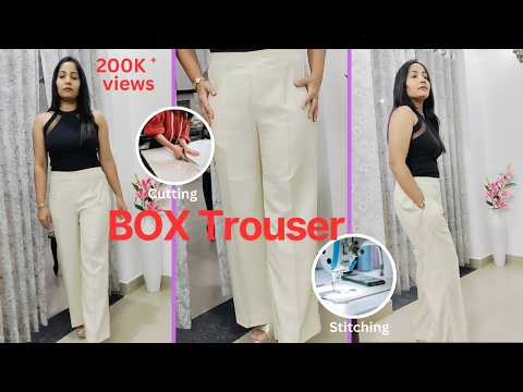 Straight plazzo pant cutting & stitching || Box Trouser cutting & stitching in detail