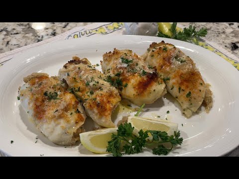 Baked stuffed flounder with shrimp and crabmeat