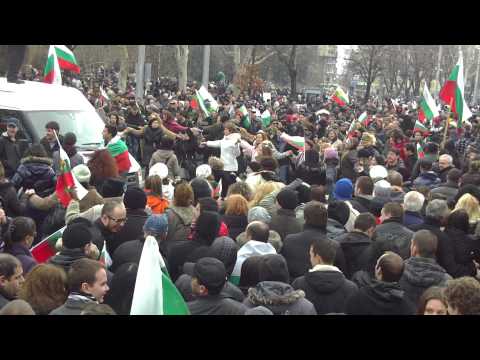 Dancing Protesters at Massive Protest in Sofia 24.02.2013 in Full HD