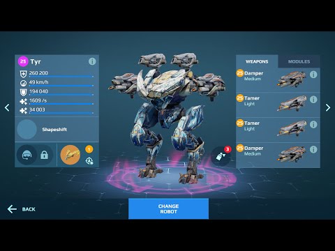 Living legend tyr damper & tamer war robots test server gameplay