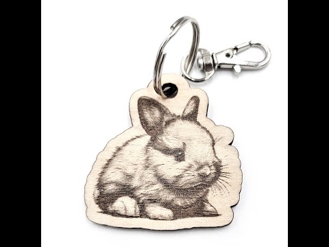 Novelty Baby Rabbit Shaped Wooden Keyring, Bunny