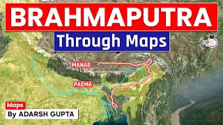 Brahmaputra River System Through Map  Tributaries 