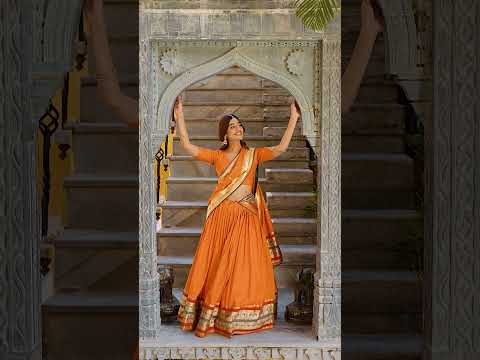 Orange Pure Chanderi Zari Weaving Lehenga Choli Set with Gotta Patti Detailing & Matching Dupatta – 4-Meter Flair Fully Stitched Ethnic Wear