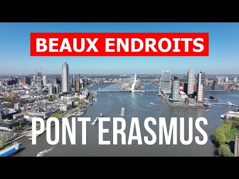 Pont Erasmus en 4k. Pays-Bas, Rotterdam à visiter
