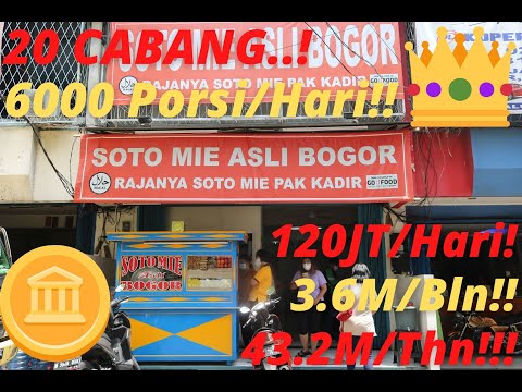 RAJANYA SOTO MIE PAK KADIR | 20 CABANG | 6000 PORSI/HARI | 120JT/HARI | 3.6M/BLN | 43.2M/THN | WOW!!