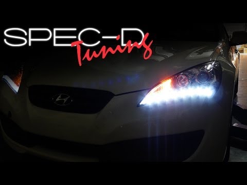 SPECDTUNING INSTALLATION VIDEO: 2008 - 12 HYUNDAI GENESIS 2 DOOR PROJECTOR HEADLIGHTS