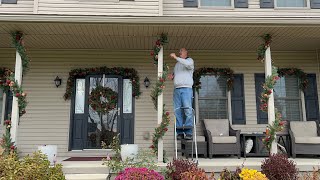 How To Put Christmas Garland On Porch And Door With Out Damaging The Wall #christmasdecor