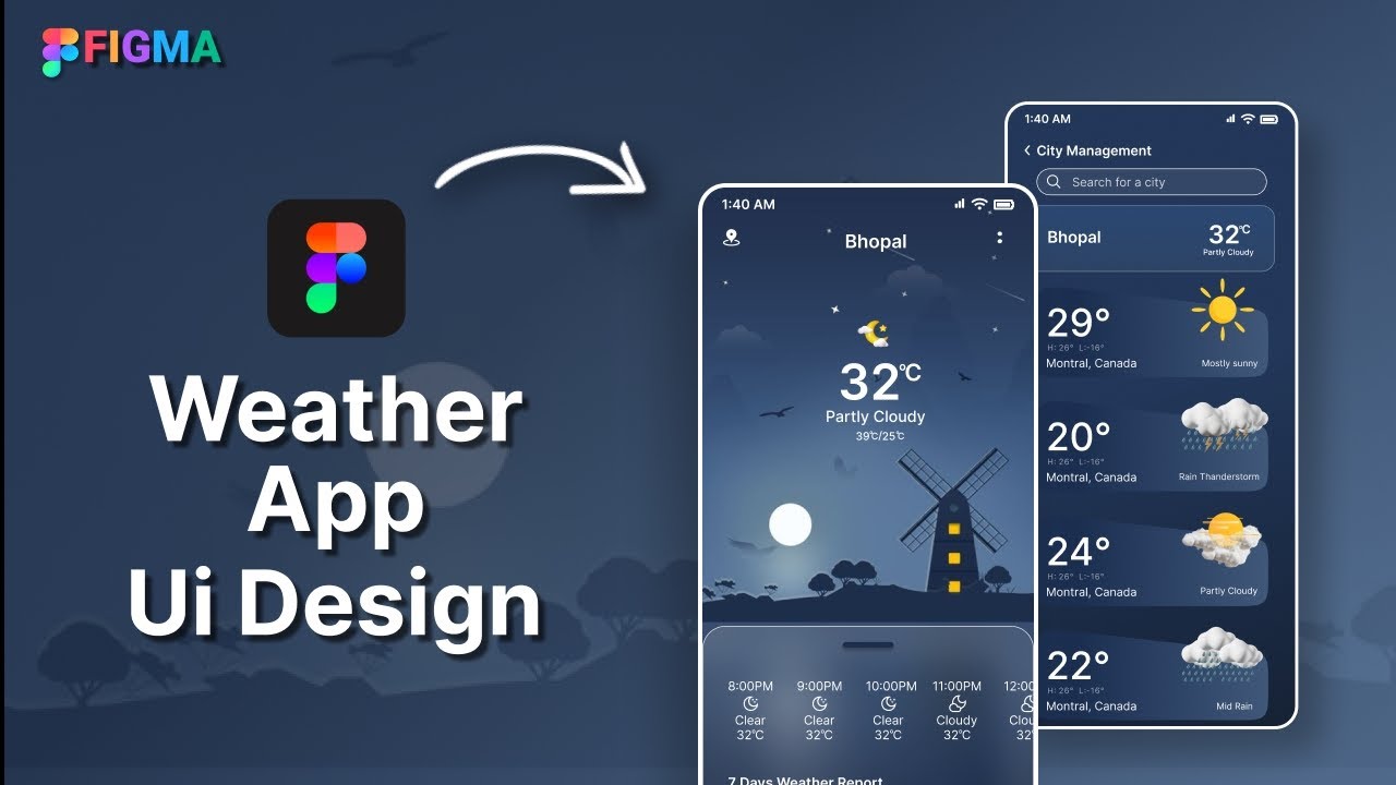 Weather App Ui design in figma | Figma UI Design Tutorial