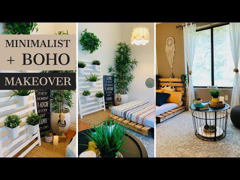 Small Bedroom Budget Makeover | Rental Friendly | Minimalist and BOHO