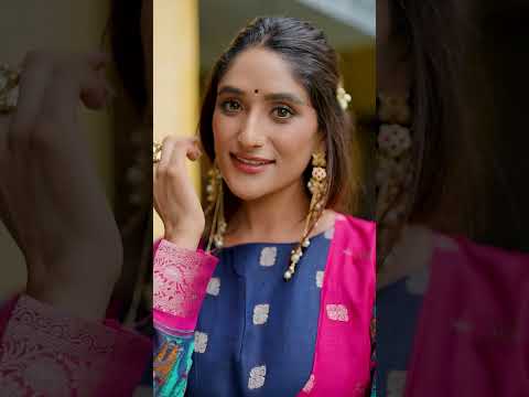 Navy Blue Kalamkari Printed Poly Cotton Gown with Zari Weaving Koti Set