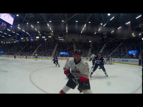Kubiak (WOR) check on Szmatula (ADK), Worcester Railers @ Adirondack Thunder, April 13, 2018