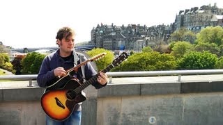 Rodney Branigan busks in Edinburgh