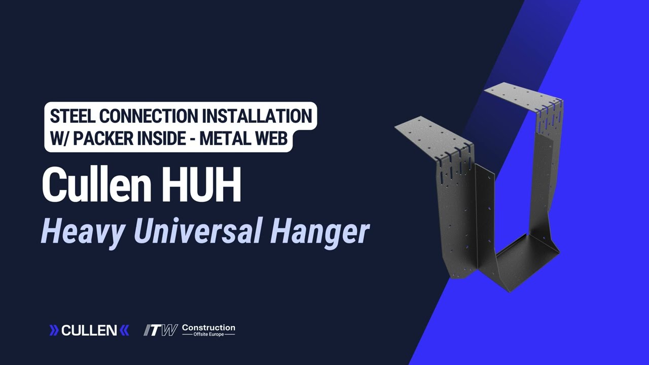 Cullen Heavy Universal Hanger (HUH): Steel Beam With Packer Inside Open Web Installation