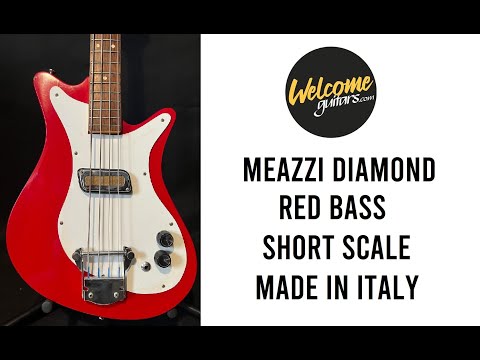 1960 1970 Red Meazzi Diamond Vintage Made in Italy Short scale Bass image 14
