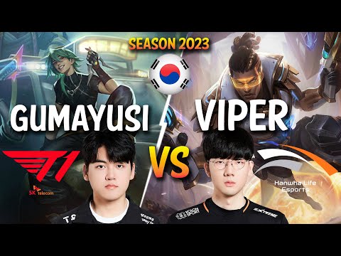 T1 Gumayusi vs HLE Viper - Gumayusi EZREAL vs Viper LUCIAN ADC - Patch 13.24 KR Ranked