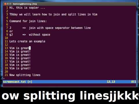 Vim Tutorial Join And Split Lines