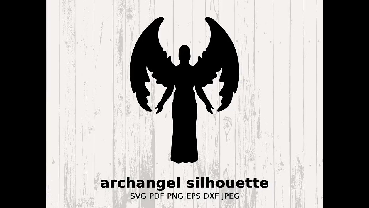 Archangel Silhouette, Archangel Silhouette SVG, Angel Wings Clipart, Guardian Angel Vector, Religiou