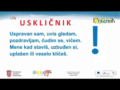 1. RAZRED - HRVATSKI JEZIK - REČENIČNI ZNAKOVI: TOČKA, UPITNIK, USKLIČNIK