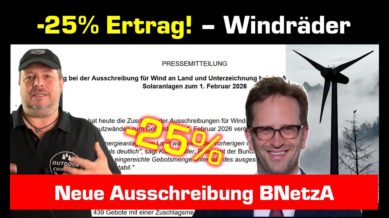 -25% Ertrag! Windräder noch unrentabler! Februar Ausschreibung BNetzA - Good News