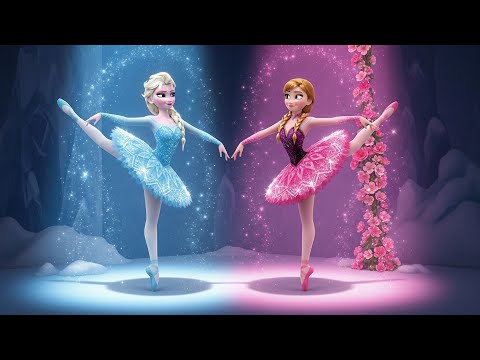 BALLET OF ICE & BLOOMS ❄️🌸elsa and anna dance where frost meets flowers ✨