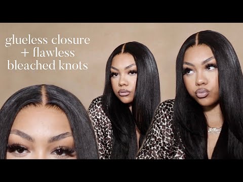 how to bleach your knots FLAWLESSLY | glueless kinky straight closure | nadula hair