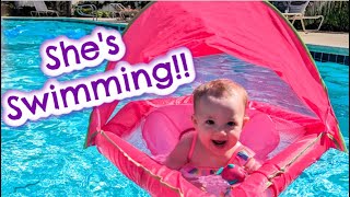 Our Baby's First Time in the Pool! | Angie Goes Swimming