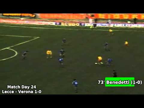 Serie A 1989-1990, day 24: Lecce - Verona 1-0 (P.Benedetti goal)