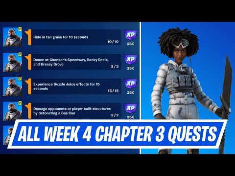 All Week 4 Season Quests Challenges in Fortnite - How to complete Week 4 Season Quests in Chapter 3