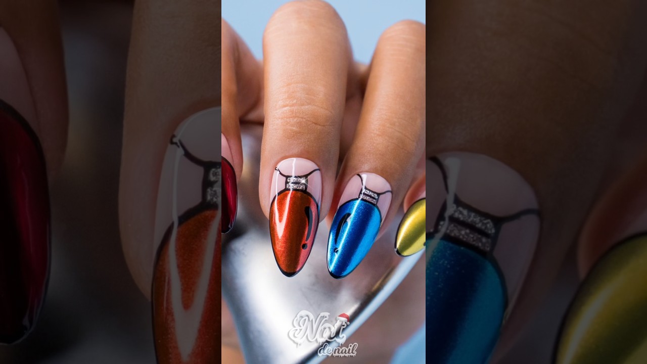 ✨Easy Christmas light Bulbs Nail Art #shorts #festiveseason #naildesign #nailartathome