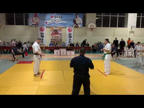 Ion Brițchi (shiro) vs. Oleg Pîrgari (aka) final R. Moldova championship Shinkyokushin karate 2018