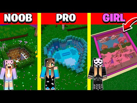 Minecraft Battle: UNDERGROUND SECRET BASE HOUSE BUILD CHALLENGE - NOOB vs PRO vs GIRL / Animation