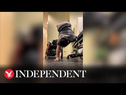 Orphan born with no lower limbs and one arm shows how he works out at gym