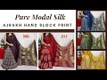 Pure Modal Silk Ajrakh Hand Block Saree Most Demanding Best Quality At Affordable Price