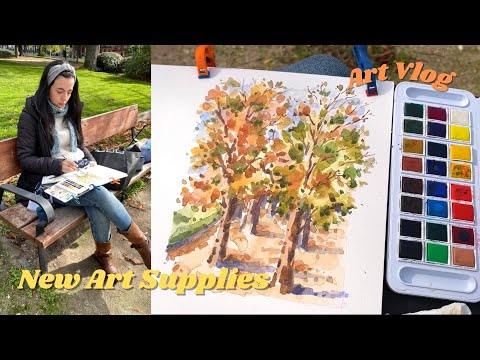 ✨New Art Supplies! Travel Palette, Paper, Brushes. Paint With Me 2 Watercolors! Art Vlog✨
