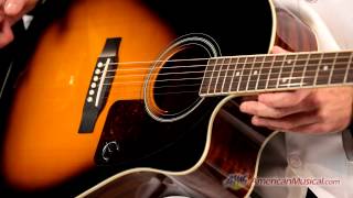 Video thumbnail for Epiphone AJ220SCE Acoustic Electric Guitar - Epiphone AJ220SCE by American Musical Supply