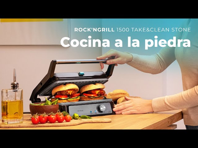 Kontaktgrill Cecotec Rock'nGrill 1500 Take&Clean Stone 1500W Platten entnehmbar 265x170mm video