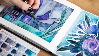Fun Sketchbook Ideas using Granulating Watercolors