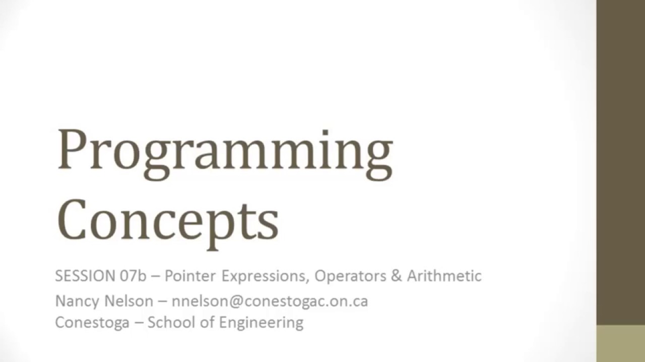 PROG07b   Pointer Expressions Operators and Arithmetic