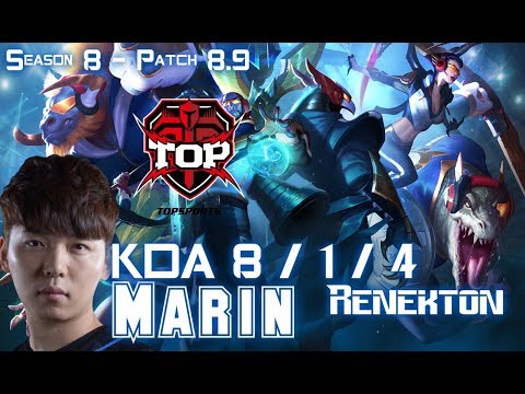 TOP MaRin RENEKTON vs ILLAOI Top - Patch 8.9 KR Ranked
