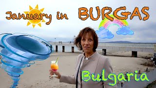 BURGAS, BULGARIA in JANUARY WEATHER, CITY, PARK WALK. 4K
