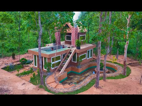 We Build a House Easy Survival House, Swimming Pool And Survival Fish Pond ( Full Video)