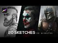 20 Sketches In 20 Minutes Procreate Drawings Time Lapse Sketchbook Tour
